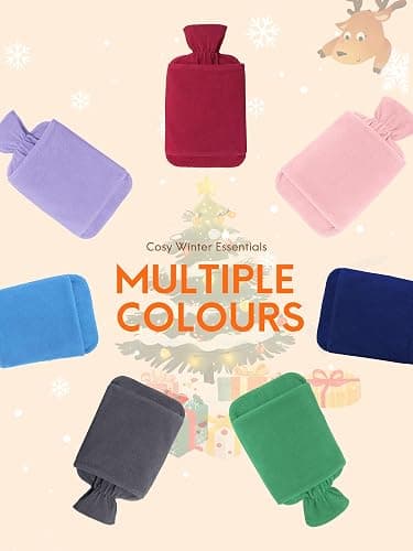 MUPAS Hot Water Bottle with Fleece Cover - 2L Large Leakproof Hot Water Bag - Soft Hot Water Bottle with Hand Pocket and Natural Rubber -for Hands, Feet, Shoulders, Neck, Abdomen, Legs (Red) thumbnail 7