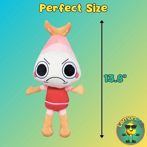 Lemoneon Dandy's World Plush 13.8" Shrimpo Plush Stuffed Figure Pillow for Video Game Fans Room Decor with a Sticker Set thumbnail 2