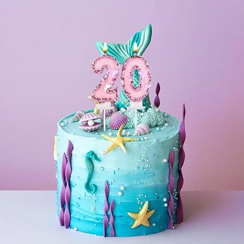 Girls Birthday Number 20 Candles, 2.95in Glitter Butterfly Happy Birthday Cake Toppers Pink Sequins Wedding Numeral Cupcake Decorations for Anniversary Celebration Party Supplies (20th) thumbnail 4