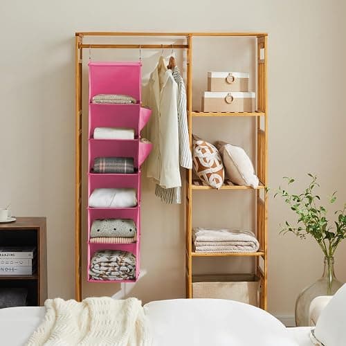 YOUDENOVA Hanging Closet Organizer, Closet Hanging Storage Shelves (Pink) thumbnail 4