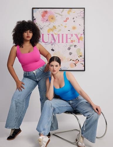 PUMIEY Women's Square Neck Tank Top Sleeveless Double Lined Basic Tops Sharp Collection thumbnail 6