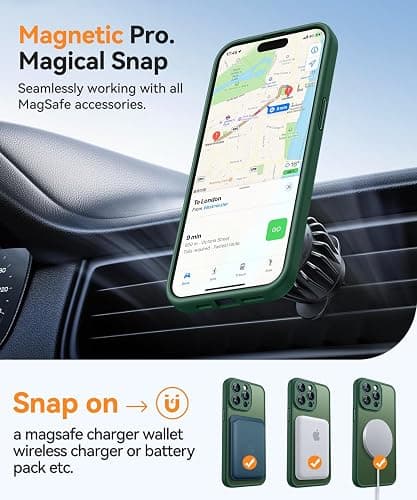 CANSHN Magnetic Compatible with iPhone 15 Pro Max Case, Upgraded [Full Camera Protection] [Compatible with Magsafe] [Translucent Matte] Shockproof Protective Phone Case Cover 6.7 Inch - Deep Green thumbnail 4