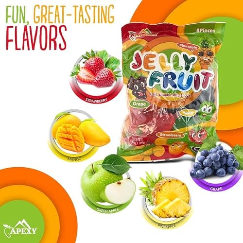 Apexy Jelly Fruit – Juicy Squeezable Jelly Candy – Assorted Fruity Flavors, Fun Bursting Texture, Individually Wrapped Jelly Snacks for Kids & Adults9.87oz. (9.87 Ounce (Pack of 6)) thumbnail 2