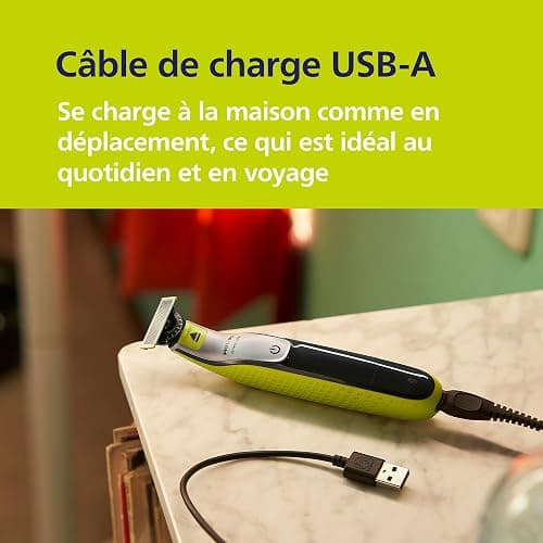 Philips OneBlade 360 Authentique Visage + Corps - Tondeuse à barbe électrique, tondeuse corps et rasoir avec technologie de lame 360, 2 lames 360, 4 sabots barbe de 3 jours, 1 kit Corps, QP2834/31 thumbnail 7