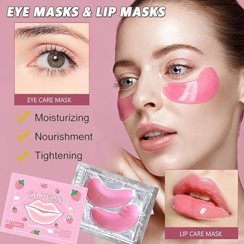 30 Pairs Eye Masks & Lip Masks, Under Eye Patches for Puffy Eyes, Moisturizing Lip Mask Pink Pads, Reducing Fine Lines, Bridal Shower Gifts, Graduation Gifts, Wedding Bridesmaid Gifts, Bulk Gifts thumbnail 2