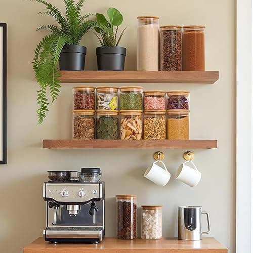 ComSaf Glass Food Storage Jars Set of 6, Tall Glass Storage Containers with Lids, Spaghetti Jar, Canisters Set for the kitchen, Pasta, Flour, Nuts, Oat, Coffee and Sugar Container, Pantry Organization thumbnail 2