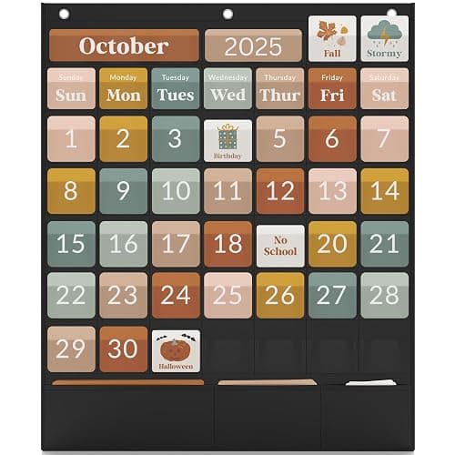 The Ultimate Classroom Calendar Pocket Chart for Kids - Beautiful Calendar with Educational Cards for Easy Learning - Fun Boho Classroom/Teacher Must Have Supplies That Fits Nicely w/Any School Decor - Image 1