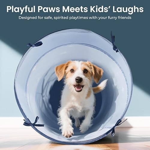 Tiny Land Kids Play Tunnel Tent for Toddlers, 69" x 18" Foldable Crawl Toys for Baby, Indoor & Outdoor Pop Up Dog Tunnel with Breathable Mesh (Blue) thumbnail 6