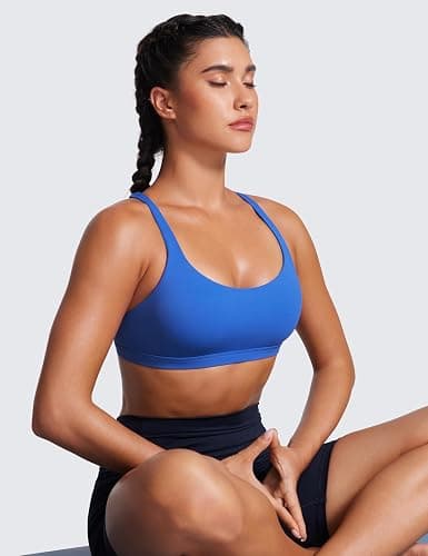 CRZ YOGA Strappy Sports Bras for Women - Criss Cross Back Wireless Padded Yoga Workout Cami Top thumbnail 3