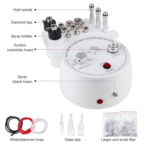 Diamond Microdermabrasion Machine, Yofuly 3 in 1 Professional Microdermabrasion Machine with Vacuum Glass Tube and Spray Bottle for Home Use Skin Care thumbnail 2
