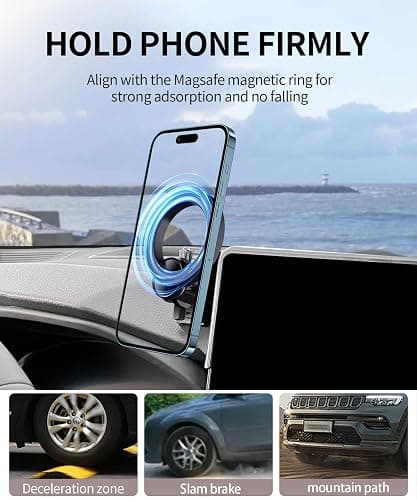 MaserWeller Car Phone Holder for 2021-2024 Toyota Venza Accessories, 12.3-Inch Screen Fixed Clip, 360 Rotation Phone Mount, Compatible with MagSafe, Cell Phone Holder That Does Not Affect Air Vent thumbnail 5