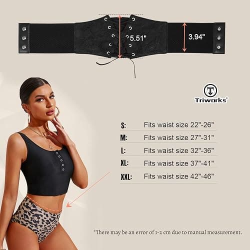 TRIWORKS Women Waist Belt Corset Lace Up Tied Waspie Elastic Wide Belt for Dresses Halloween Pirate Corset thumbnail 7