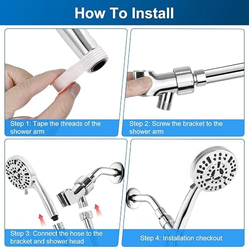 Shower Head,10 mode High Pressure shower head with handheld, Anti-clog Nozzles, Built-in 2 Power Wash to Clean Tub, Tile & Pets, High Flow Hand Held Shower Head, Leakproof 59 Inch Hose&Metal Bracket thumbnail 4