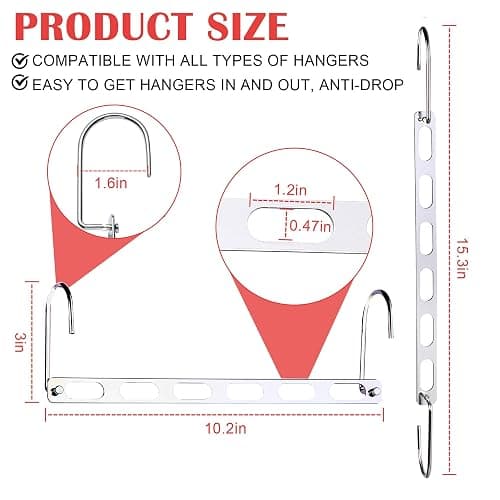 12 Pack Space Saving Hangers for Clothes: Collapsible Metal Hanger | Organizer for Clothes Space Savers, Closet Organizers and Storage, Dorm Room Essentials thumbnail 2