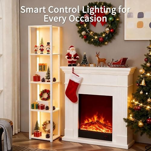 MITELSON RGBCW Floor Lamp with Shelves, Smart Modern Floor Lamp with Music Sync, LED Color Changing Corner Display Shelf Lamp, Tall Lamps for Living Room and Bedroom, Bookshelf Lamp thumbnail 4