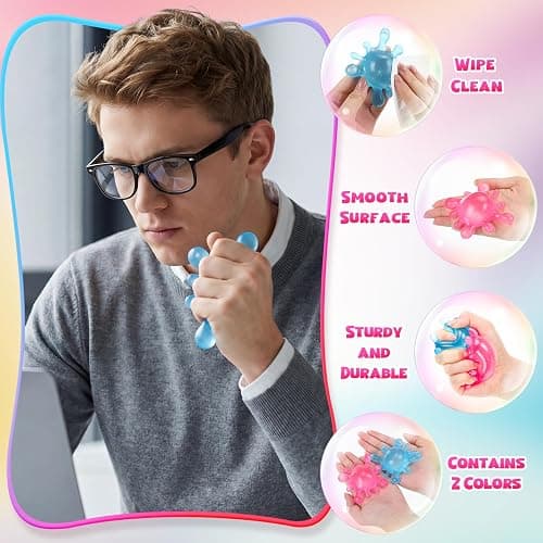 Halloscume 2 Pcs Slow Rising Stress Balls for Adults, Splash Solid Textured Fidget Stress Anxiety Relief Sensory Squeeze Ball for ADHD Office Mental Health Gifts Prizes Autism Party Favors thumbnail 3