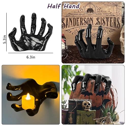 DAZONGE Halloween Decorations, Pack of 3 Wall Mounted Creepy Reaching Hands with Lighted Candles, Life-Sized Horror Hands for Gothic Wall Decorations, Scary Halloween Decorations Indoor - Style 2 thumbnail 5