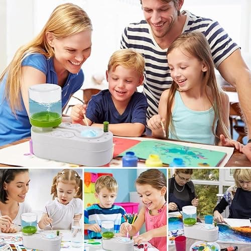 Paint Brush Rinser, Water Cycle Rinser and 6 PCS Brushes, Multifunctional Paint Brush Cleaner Paint Brush Washing Machine for Acrylic Painting Makeup Brushes thumbnail 7