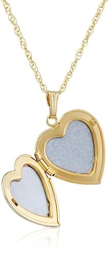 Amazon Essentials 14k Engraved Flowers Heart Locket Necklace, 18" thumbnail 2