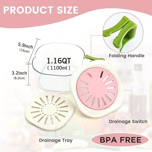 2-Pack Plastic Colander Strainer with Adjustable Vent Lid, Fridge Storage Container and Food Organizer Bin, Multi-use Veggie Tray Fruit Platter for Party thumbnail 3