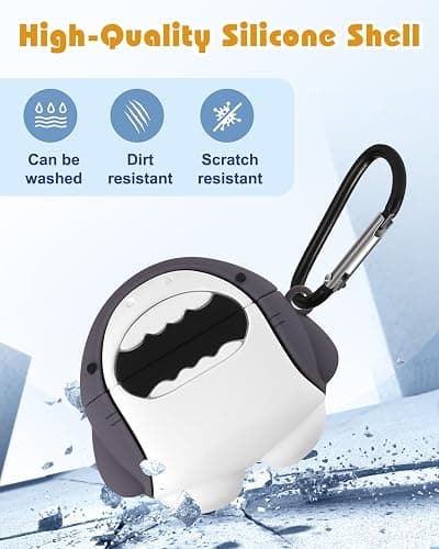 Boaretiu for Airpods 4th 2024 Case Cute Cartoon Kawaii - with Keychain Funny Design Cover Shell for Girls Teens Women Cases for Air Pods 4th, Shark thumbnail 4