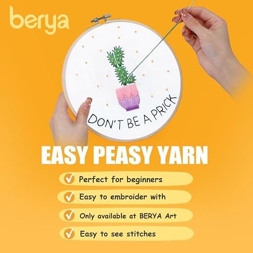 BERYA Cactus Embroidery Kit Including Video Step by Step Instructions Embroidery Hoop,Color Threads and Embroidery Scissors for Beginners-Handmade Needlepoint Kits for Adults thumbnail 6