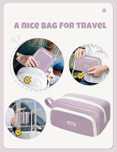 SUNEE Cute Pencil Case, Aesthetic Pen Pouch with 3 Compartments, Kawaii Colored Large Pencil Bag with Zipper, Stationery Storage and Organizer, Purple School Supplies for Teen and Adult Girls thumbnail 7