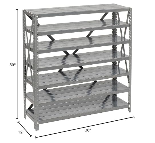 Global Industrial 7 Shelf Steel Shelving with (48) 4" H Plastic Shelf Bins, Blue, 36" W x 12" D x 39" H, Single-Sided Open Shelving with 48 Plastic Shelf Bins thumbnail 2