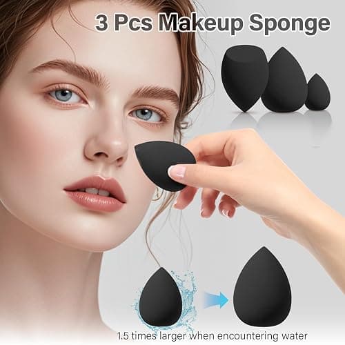 Makeup Brushes Set, Mlemle Professional 26 Pcs Makeup Kit, Include Powder Foundation Concealers Blush Eye shadows 21 Pcs Makeup Brushes and 2 Powder Puff, 3 Makeup Sponge(A01-Black) thumbnail 5