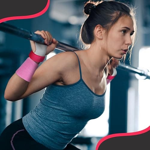 Civaner 2 Gymnastics Grips Wristbands Sets Pink Gymnastic Hand Grips Protection and Wrist Support Sports Accessories for Workout Exercise Basketball Tennis Football thumbnail 4