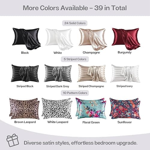 MR&HM Satin Pillowcase for Hair and Skin, Silk Satin Pillowcase 2 Pack, Queen Size Pillow Cases Set of 2, Silky Pillow Cover with Envelope Closure (20x30, White) thumbnail 6