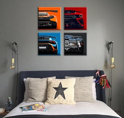 JiazuGo Modern Car Posters Decor Mens Room Wall Art Prints Classic Supercar Picture Paintings for Boys Room Cool Racing Sports Car Canvas Poster Decor Man Cave Car Room Bedroom Office with Frame thumbnail 7