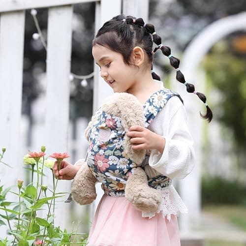 GAGAKU Baby Doll Carrier - Kids Toy with Adjustable Straps for Stuffed Animal Dolls - Gray - Smiling Daisies thumbnail 3