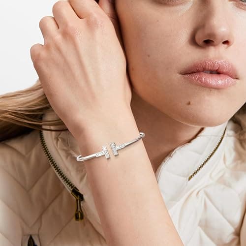 APUUESN Sterling Silber Armreif Ring Set für Damen Silber/Gold/Roségold,Geschenke für Freundin,Geburtstag thumbnail 2