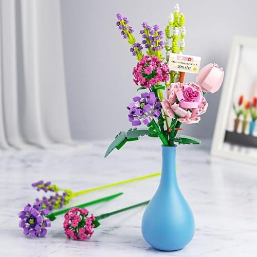 Mini Bricks Flower Bouquet Building Sets, Artificial Flowers, 553 Pieces Botanical Collection for Ages 8-12 yrs Old Girl for Gift (Not Compatible with Set) thumbnail 2