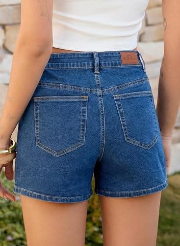 Sidefeel Women's Jean Shorts High Waisted Stretchy Casual Side Seam Denim Shorts thumbnail 5