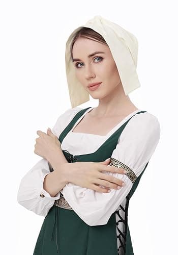 FURPHI Medieval Winged Coif Cap Renaissance Peasant Amish Hat Women's Colonial Cosplay Headwear Accessories thumbnail 2