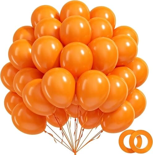 BAUANOOY 100pcs Orange Balloons 12 inch, Orange Latex Balloon with Ribbon for Graduation Fall Tropical Birthday Party Decorations - Image 1