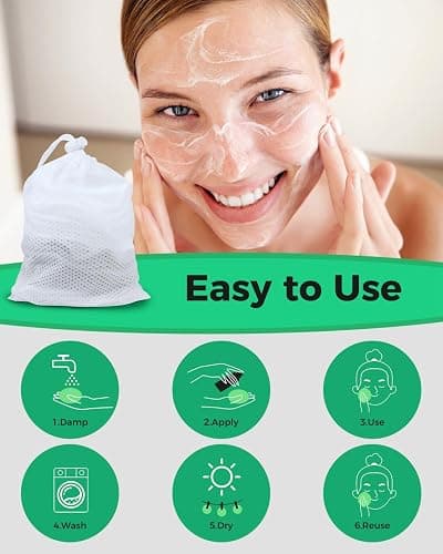 ProCIV Reusable Makeup Remover Pads - 25 Pack Washable Organic Cotton Rounds for All Skin Types & Toner with Laundry Bag, Eco Friendly Zero Waste Reusable Cotton Pads Travel Gadgets (Black) thumbnail 7