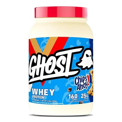 GHOST Whey Protein Powder, Chips Ahoy! - 2LB, 25G of Protein - Whey Protein Blend - Post Workout Fitness & Nutrition Shakes, Smoothies, Baking & Cooking - Cookie Pieces Inside - Image 1