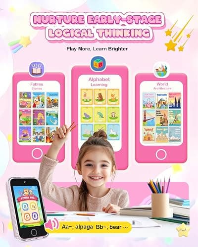 Kids Smart Phone for Girls, 3.5'' Touchscreen Kid Phones Toys for Girls 3 4 5 6 7 8 Years Old, Christmas Birthday Gift for Ages 3-8, Toddler Phone with Dual Camera, Music Player, Game, Habit Tracker thumbnail 4