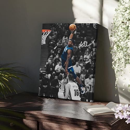 NBA Canvas Wall Art Decor - Anthony Edwards Iconic Dunk, Timberwolves Slam Dunk Action, High-Flying Basketball Moment, Sports Poster for Home or Game Room Wall Decoration 12x16 thumbnail 8