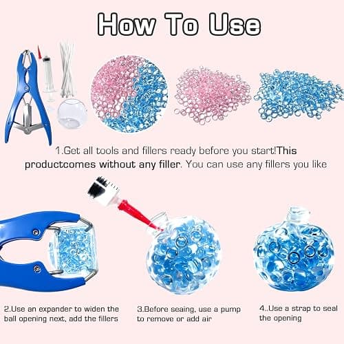 20pcs DIY Squishy Stress Ball Making Kit – Blank Skins with Air Pump & Expander Tool, Make Your Own Transparent Fidget Pressure Balls for Adults thumbnail 5