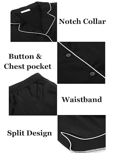 Ekouaer Womens Silk Satin Pajamas Set Short Sleeve Sleepwear Button Down Loungewear 2 Piece Pjs Shorts Set S-5X Plus Size thumbnail 7