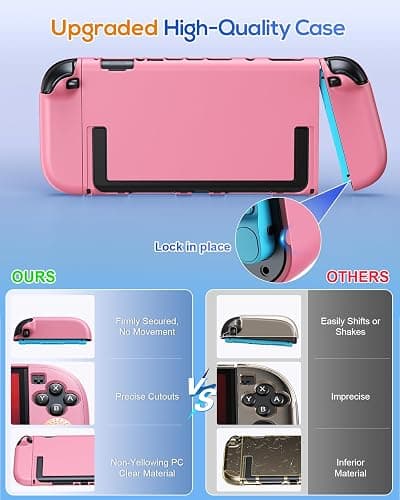 FYOUNG Switch 2 Case Pink, Slim Protective Hard Shell for Nintendo 2 | Switch 2 Accessories with Screen Protector, 8 Thumb Grip, Scratch&Shock Protection Cover (Solid Pink, Switch 2 7.9inch) thumbnail 6