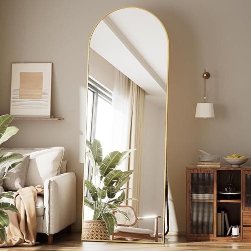 WISSMIELS 26x71 Inch Full Body Mirror - Large Arched Full Length Mirror with Stand Aluminum Frame Wall Mounted Leaning for Bedroom Living Room thumbnail 3