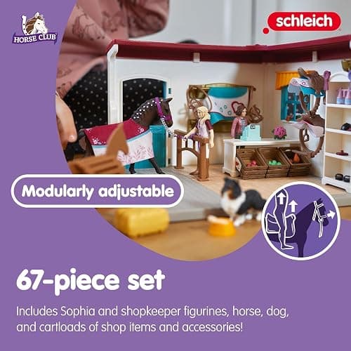 Schleich Horse Club - 67Pc Horse Shop Playset - Kids Ages 5+ | 42568 | Horse Figurine, Equestrian Toy for Girls 5+, Realistic Horse Toy, Screen-Free Imaginative Pretend Play, Party Gifts thumbnail 4
