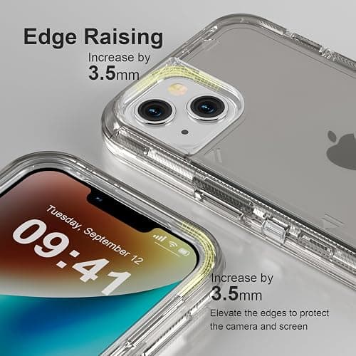Follaroma for iPhone 14 Case, Heavy Duty Shockproof Protection Phone Cases, Anti-Drop, Dual Layer Transparent Protective Cover Compatible with iPhone 14 (6.1 inch), Crystal Gray thumbnail 5