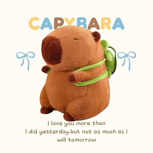 Wonfirang Capybara Plush with Turtle Backpack, 12" Kawaii Capybara Doll Stuffed Birthday Gifts Party Decoration, Cute Plush Toy for Girls Cartoon Fans thumbnail 6