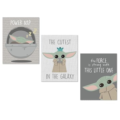 Lambs & Ivy Star Wars The Child/Baby Yoda Unframed Nursery Wall Art Decor 3pc - Image 1